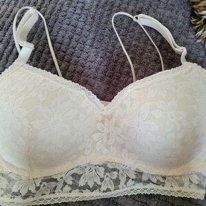 Elegant PINK Cream Lace Bra